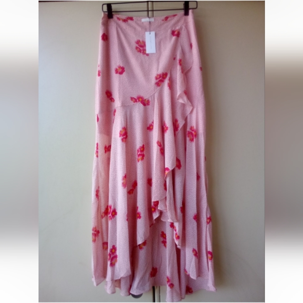 SugarLips Asymmetrical Pink Floral Ruffle Layered Skirt MEDIUM NEW - Picture 3 of 16